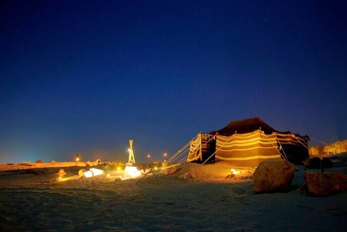 camping in dubai desert at night