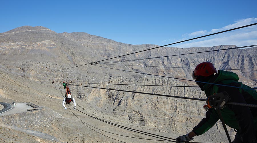 Longest zipline in the worl at jebel jais ras al khaimah