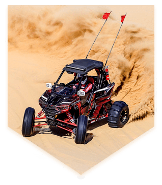 polaris 1 seater dune buggy inside the Dubai desert